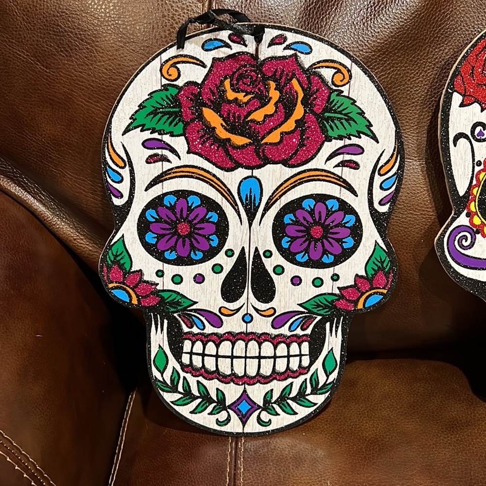 3 ITEM BUNDLE~~Sugar Skull Decor, Glitter accents very colorful and fun! NWT - Picture 3 of 8